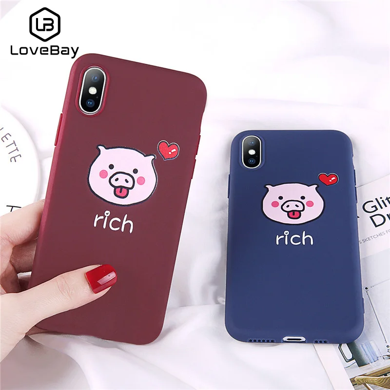 Lovebay чехол для телефона iPhone 6 6S 7 8 Plus X XR XS Max милые богатые свинья животных