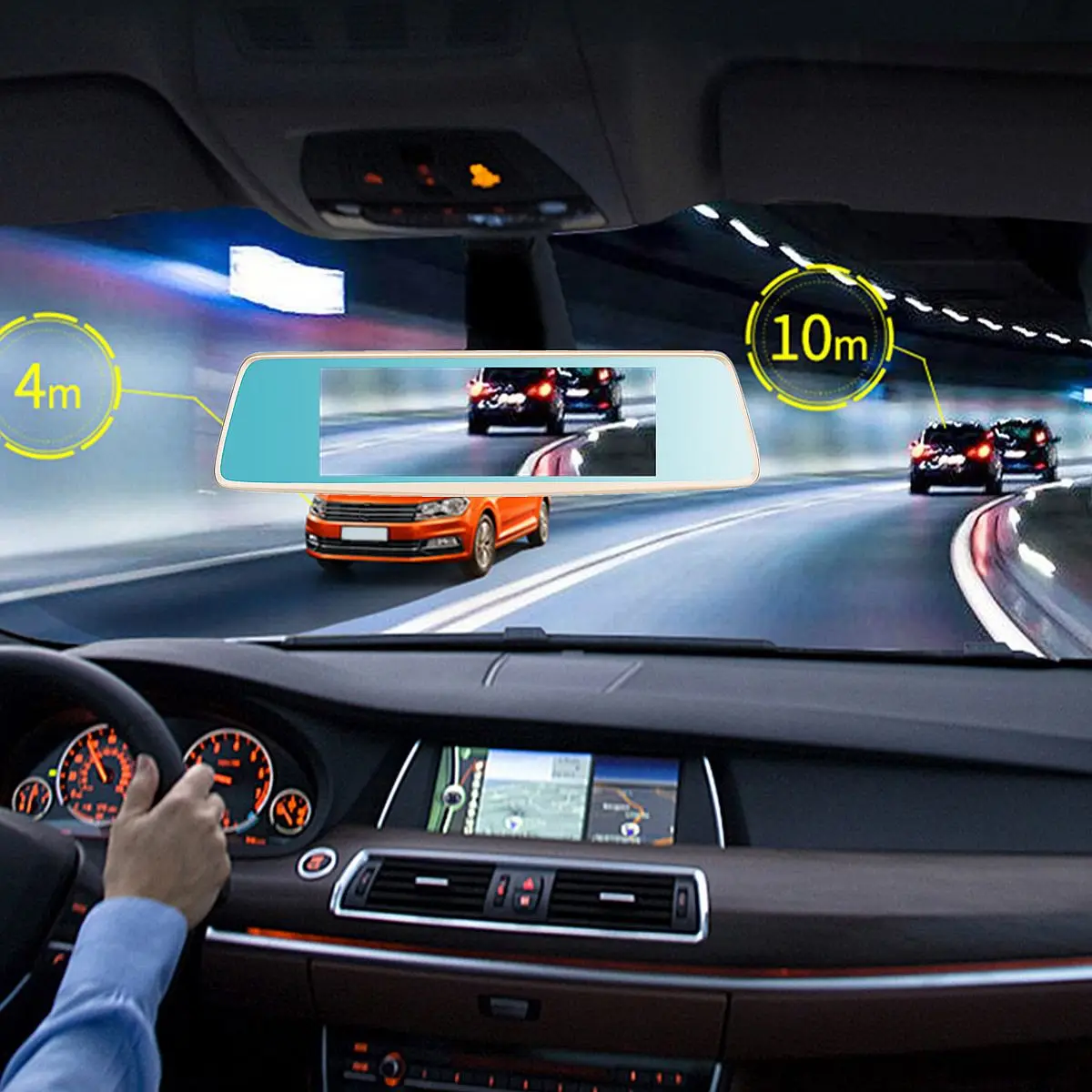 

1280P 7" Full HD Dual Len Video Recorder Dash Cam Car Rearview Mirror Camera DVR 1280x480 Motion Detection Parking Monitoring