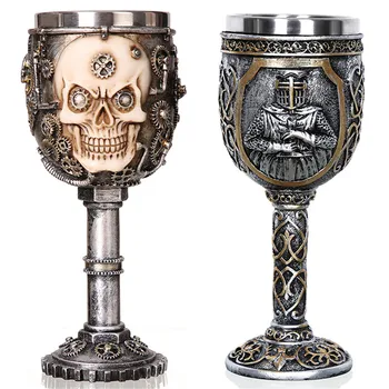 

3d Gothic Skull Wolf Goblet Cool Stainless Steel Beer Mug Cup Christmas Halloween Gift for Men Personalized Skull Mug Cup 200ml