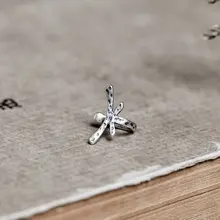 1 шт 925 пробы серебряные ювелирные изделия ретро крест-накрест Стрекоза клип на манжете серьги A1412