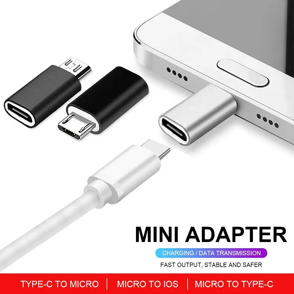 

Type-C To Micro TO Ios Adapter USB Male to Micro USB Female Converter USB-C Adapter for Android iOS Devices Charging Accessory