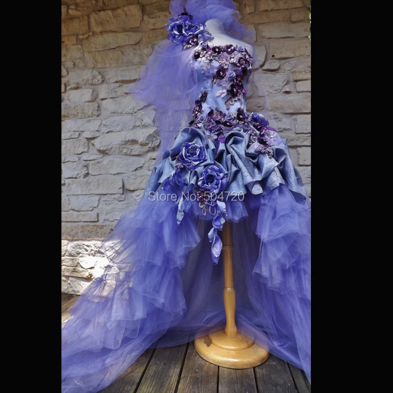 

Tailored!Elegant Purple Tulle with Flowers Theatre Duchess Queen Princess Vintage Costumes Theatre Civil war Gown dress HL-514