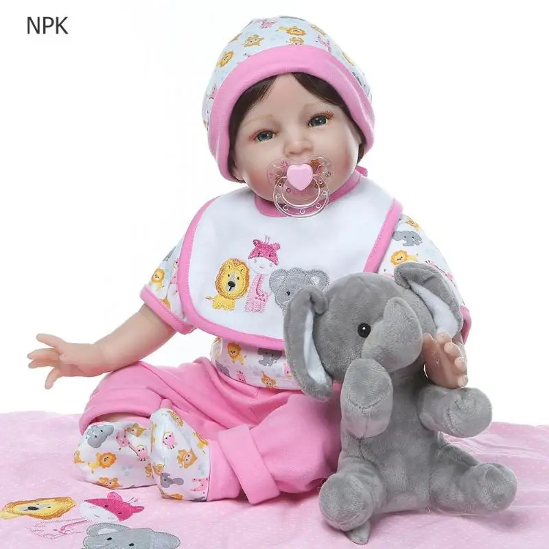 

NPK 55cm Lovely Simulation Baby Doll Newborn Kids Cute Reborn Lifelike Doll Vinyl Toy Accompany and Pacify Baby Collectable Doll