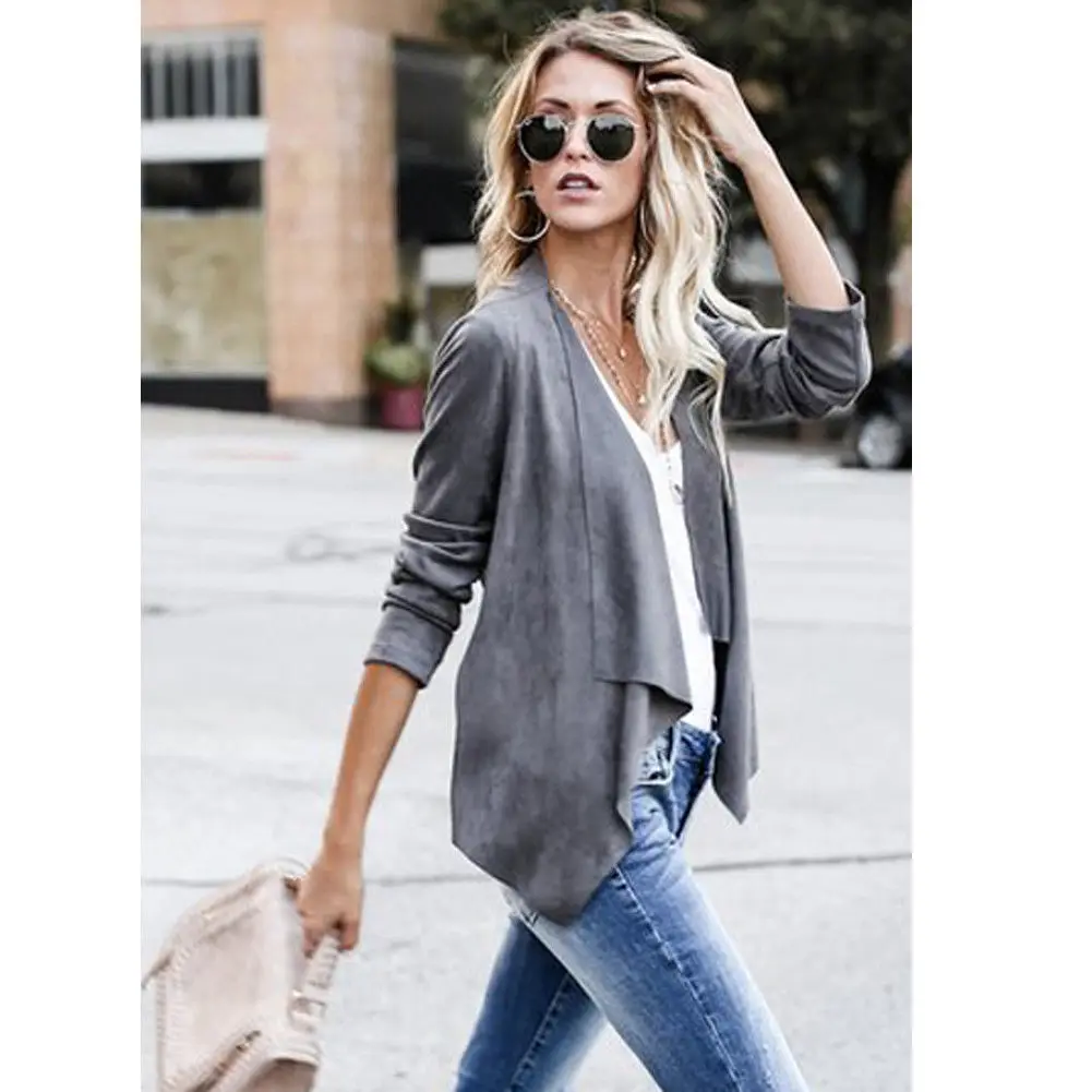 

Women Long Sleeve Cardigan Casual Jacket Coat Outwear Ladies Casual Solid arrival Faux Suede Coat Jackets Hot
