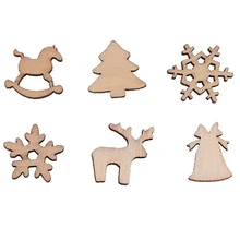 100 шт рождественские деревянные детали DIY креативные мини Ручные деревянные орнаменты украшения вырезы ремесло для рождественской елки домашний декор