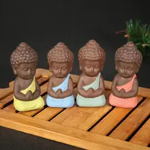 Маленькая статуя Будды, статуэтка монаха, Tathagata, Индия, Йога, мандала, чай, домашнее животное, фиолетовые керамические изделия, декоративные керамические украшения