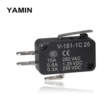 

Limit Switch Micro Fretting Travel Stroke Switches V-151-1C25 Small-sized Mini Black Push button type (20PCS)