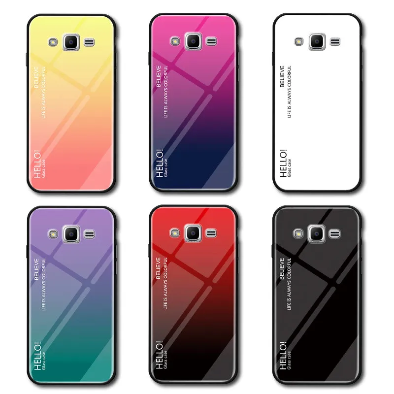 

For Samsung J2 Prime 2016 Case Gradient Aurora Tempered Glass Colored Back Cover Phone Case for Galaxy J2Prime G532 G532F