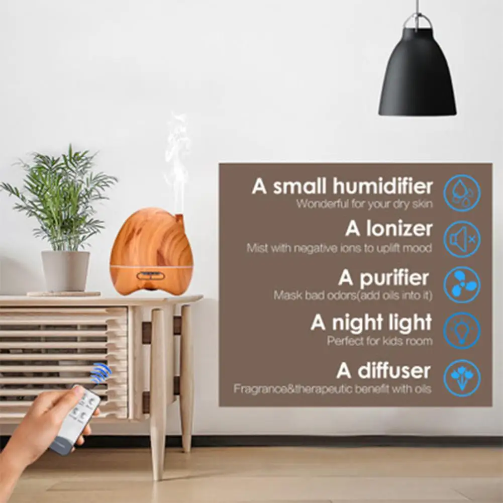

500ML Ultrasonic Air Humidifier with Remote Control Essential Oil Diffuser Aromatherapy Mist Maker with LED Aroma Diffusor