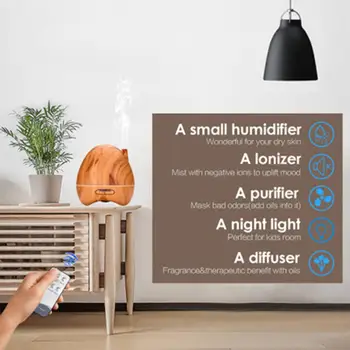 

500ML Ultrasonic Air Humidifier with Remote Control Essential Oil Diffuser Aromatherapy Mist Maker with LED Aroma Diffusor