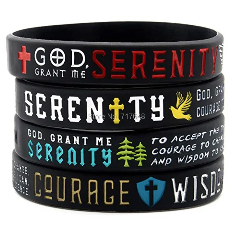 

40pcs Serenity Prayer Scriptures wristband silicone bracelets free shipping by epacket A
