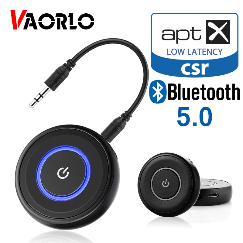 

VAORLO Newest BTI018 5.0 Bluetooth Transmitter Receiver APTX HD Low Latency Stereo Music Audio 3.5mm Wireless Adapter For TV Car