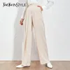 Low Cost Casual-Trousers Leg-Pants Fashion Clothes TWOTWNSTYLE Elegant High-Waist Wide Summer 33010132417