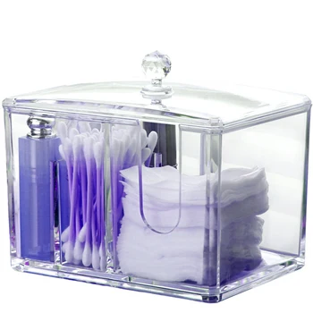 

1pc Cotton Swab Dispenser Acrylic Clear Sturdy Makeup Cosmetics Cotton Ball Swab Box Organizer Storage Case Container Holder