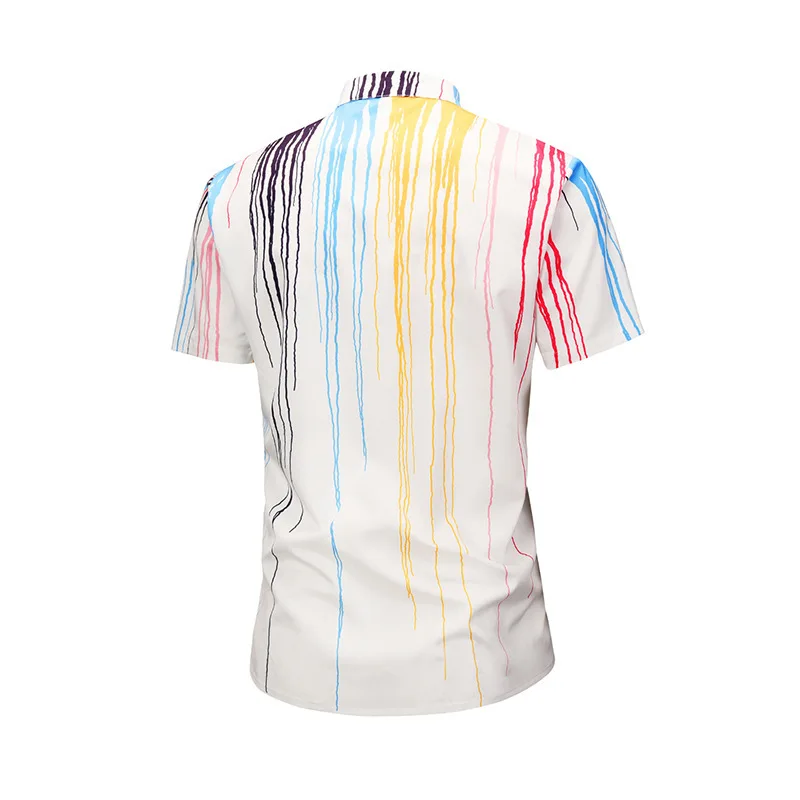 CAINFL Человек Лето гавайская рубашка поток чернил печати Мода Досуг Street Camisa Masculina