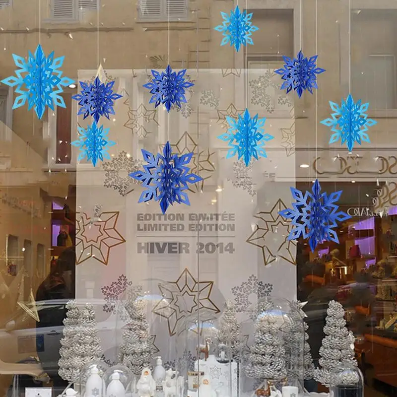 6pcs Large Frozen Party Supplies Silver Snowflake Shape Paper Garland Scene New Year Decor Christmas Wedding Decoration