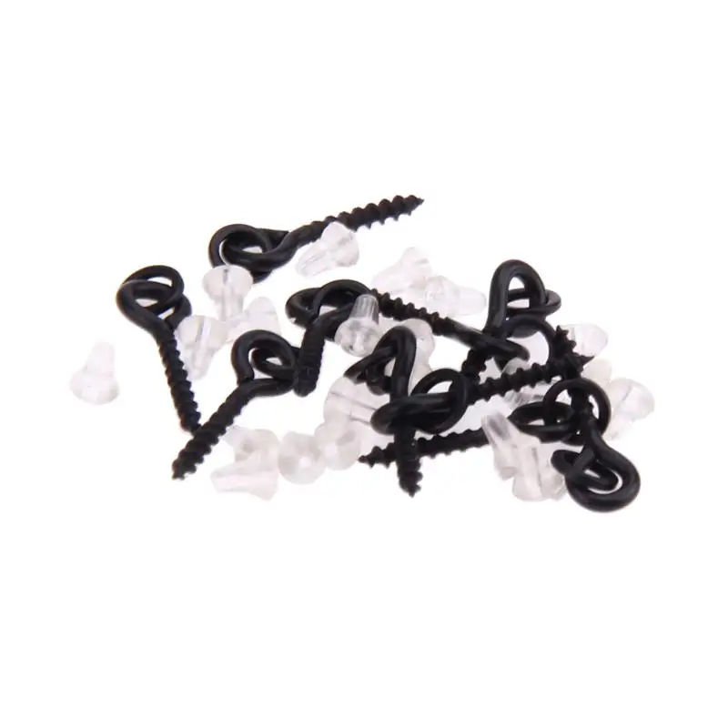 

10xBait Screw With Link Loop +20x Hook Stoper Carp Fishing Terminal Tackle Bait Holder Quick Change Swivels Screw With Rig Ring