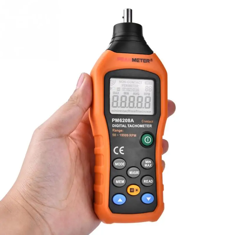 Портативный Тахометр PEAKMETER PM6208A цифровой тахометр контактного типа|Приборы для