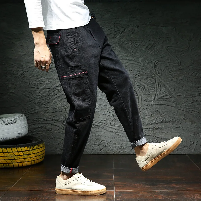 2779 осень новый шаблон черные джинсы мужской легкий японский досуг эластичные силы тенденция будет сумки Hallen брюки джинсы