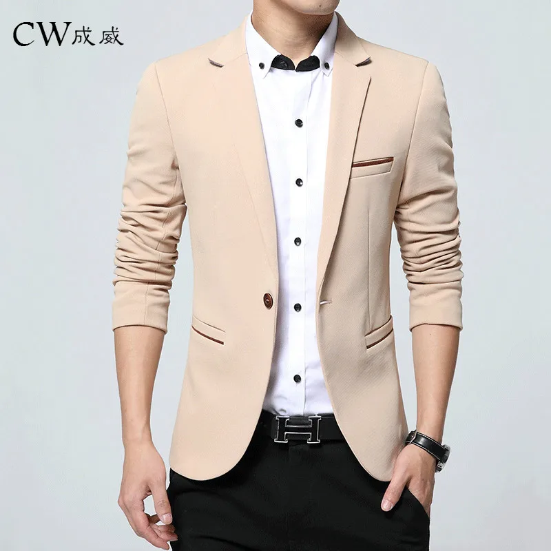 

2019 New Mens Korean slim fit fashion cotton blazer Suit Jacket black blue plus size M to 5XL Male blazers Mens coat Wedding