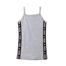 Летняя детская одежда для маленьких девочек платье с буквенным принтом; Хлопковое платье без рукавов вечерние платья Открытое платье без рукавов От 1 до 6 лет