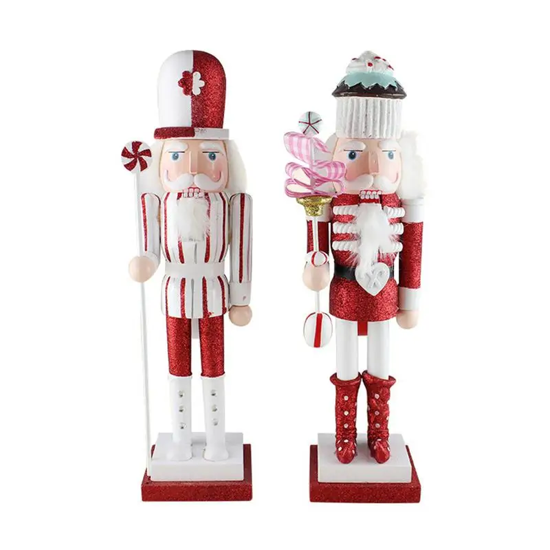 

1PC 38CM European Style Bright Pink Nutcracker Puppet Red Shoes Candy Christmas Small Ornament Home Office Shop Decor Xmas Gift