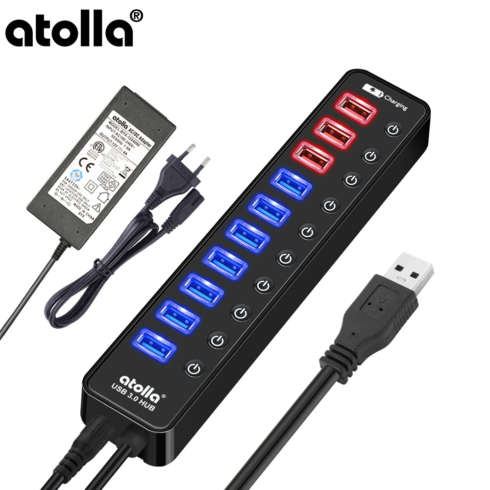 Atolla USB 3 0 концентратор с 11 портами разветвитель расширения индивидуальным