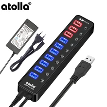 Atolla USB 3.0 Hub Powered 11-Port Extension Splitter with Individual On/Off and 12V/4A Power Adapter for High Power USB devices power transmission capability improvement by power devices