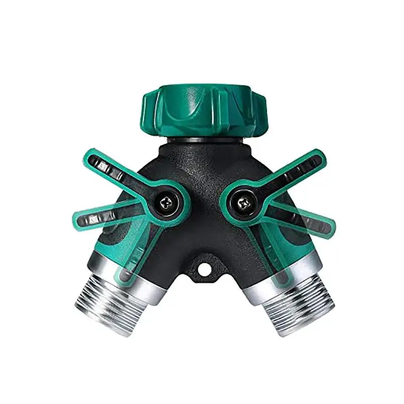 

2 Way Garden Hose Splitter, Outdoor Utility Y Valve Hose Connector, Comfortable Rubberized Grip Faucet Adapter