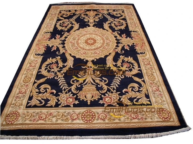 

Floral Design Pure Wool Hand Knotted Rug Embroidered Antique Decor Round Rug New Carpet Wool Knitting Carpets