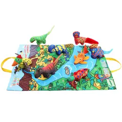JOLLYBABY Детский 3D сцена динозавр Ткань Книга и драма коврик детская погремушка раннее развитие образование история книга