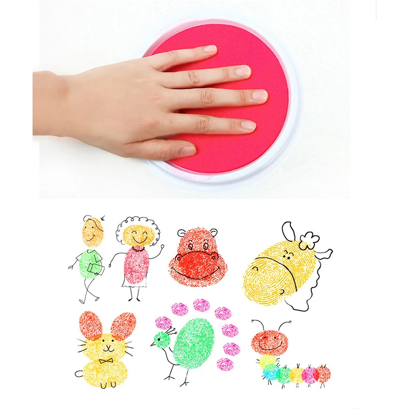 

Children Drawing Ink Pad Stamp DIY Finger Painting Craft Cardmaking Large Round For Kids Learning Education Drawing Toys