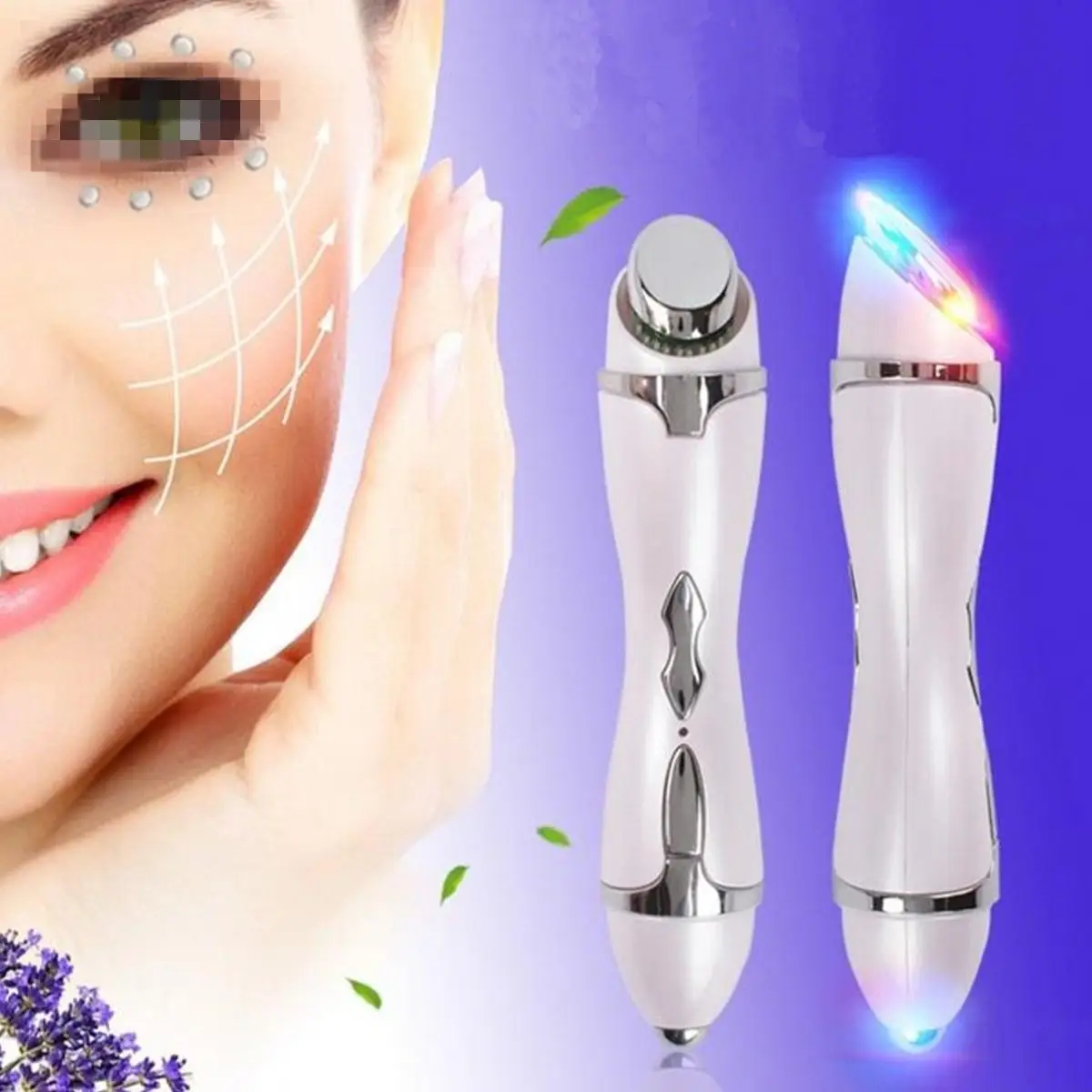 LED Galvanic Ion Mini Thermal Face Eye Massage Facial Lifting Eye