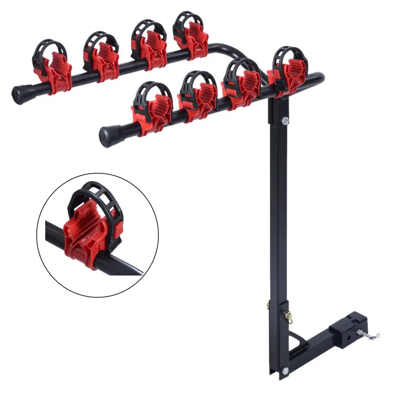 

Load 4 Bicycle Bikes Four Bike Hitch Rack Mountain Bike Rack For Carrier Car Truck Auto Exterior Replacement Part Storage Rack