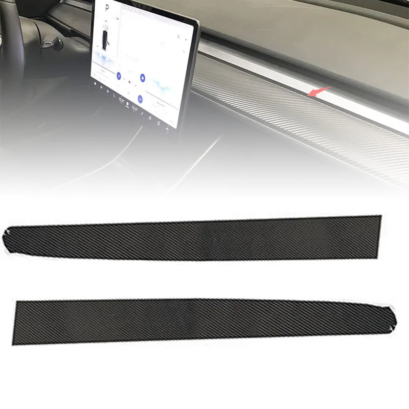 

2x For Tesla Model 3 Inner Dashboard Carbon Fiber Vinyl Wrap Kit Stickers Decals