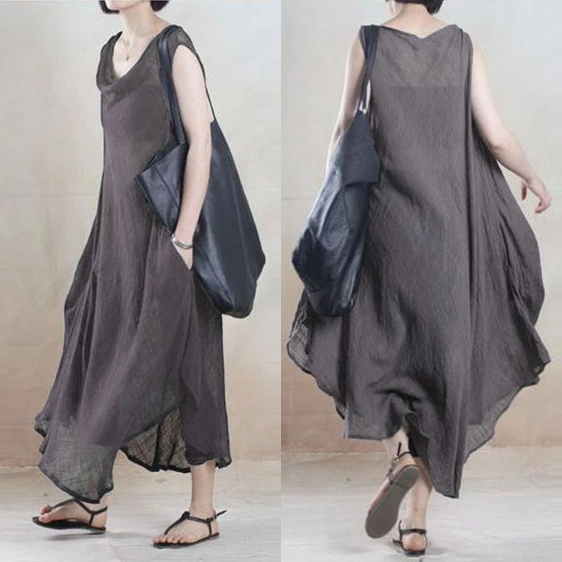 asymmetrical linen dress