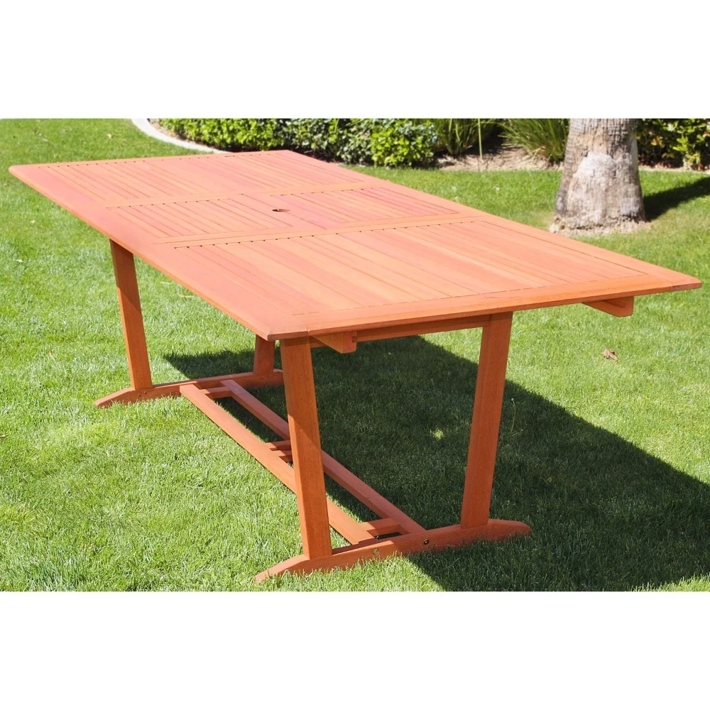 Outdoor Eucalyptus Wood Rectangular Extention Table with Foldable