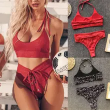 Г. Лидер продаж, пикантные Для женщин змея бикини с оборками комплект повязка с пуш-ап эффектом бикини с высокой талией купальный костюм ванный Комплект женский