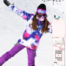 SIMAINING, лыжный костюм для женщин, куртка для сноуборда+ штаны для горного катания на лыжах, водонепроницаемый, дышащий, для улицы, зимнее теплое пальто, зимний комплект