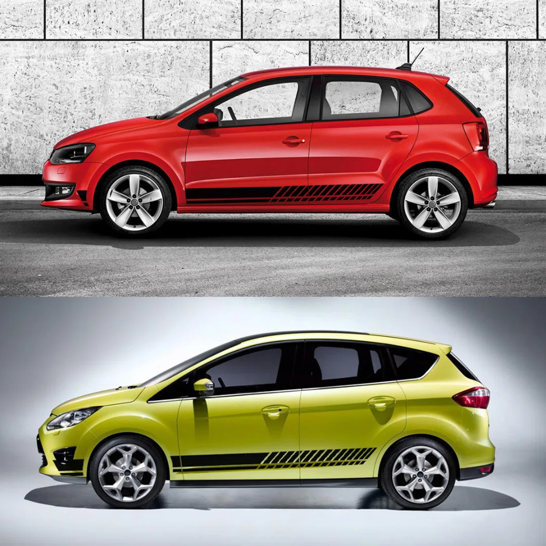 New Arrival 2pcs 2M Sports Racing Stripe Graphic Sticker Car Truck Body Side Door Vinyl Decal