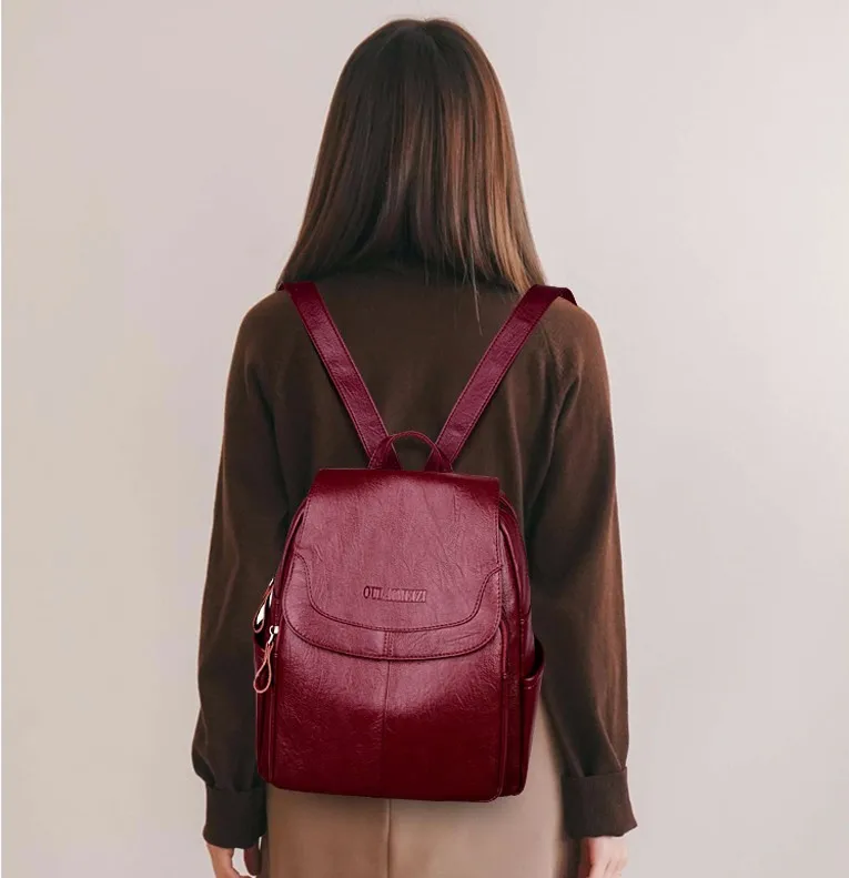 2018 mujeres Mochilas de cuero de alta calidad, saco un Dos damas mochila diseñador de lujo de gran capacidad, Casual mochila chica Mochilas