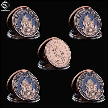 

5PC USA Saint Michael The Prayer Archangel Arizona Phoenix Police Coin W/ Capsule Display