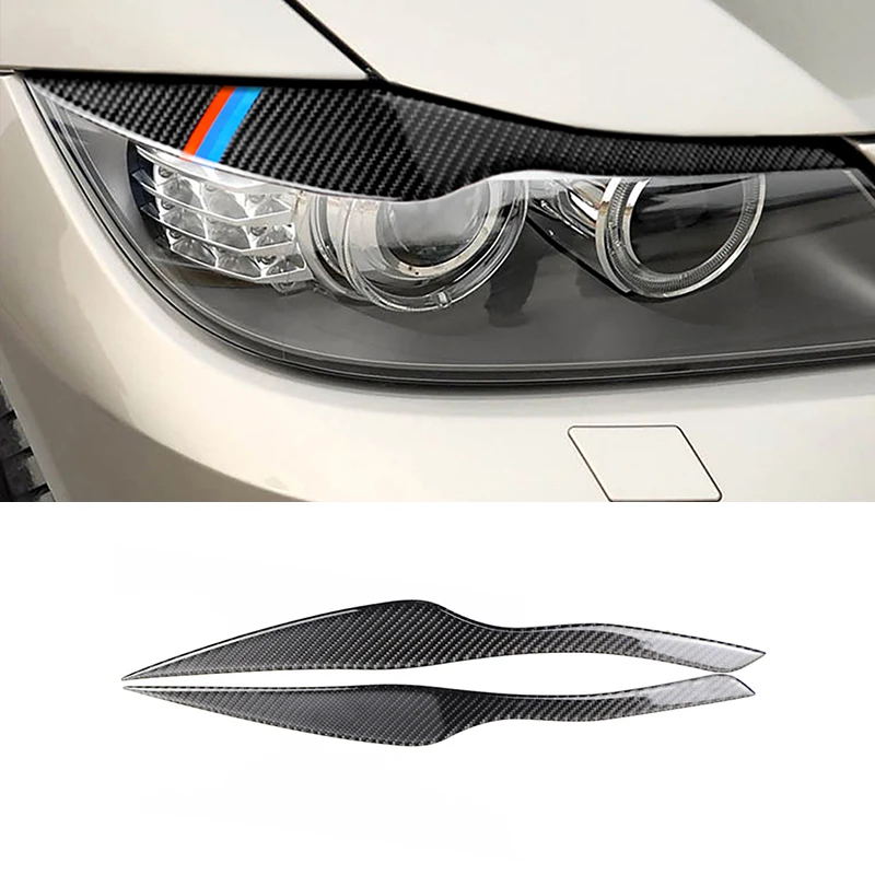

For BMW 3 Series E90 2005 - 2008 2009 2010 2011 2012 2pcs Carbon Fiber Headlamp Headlights Eyebrows Eyelids Bumper Decor Trim