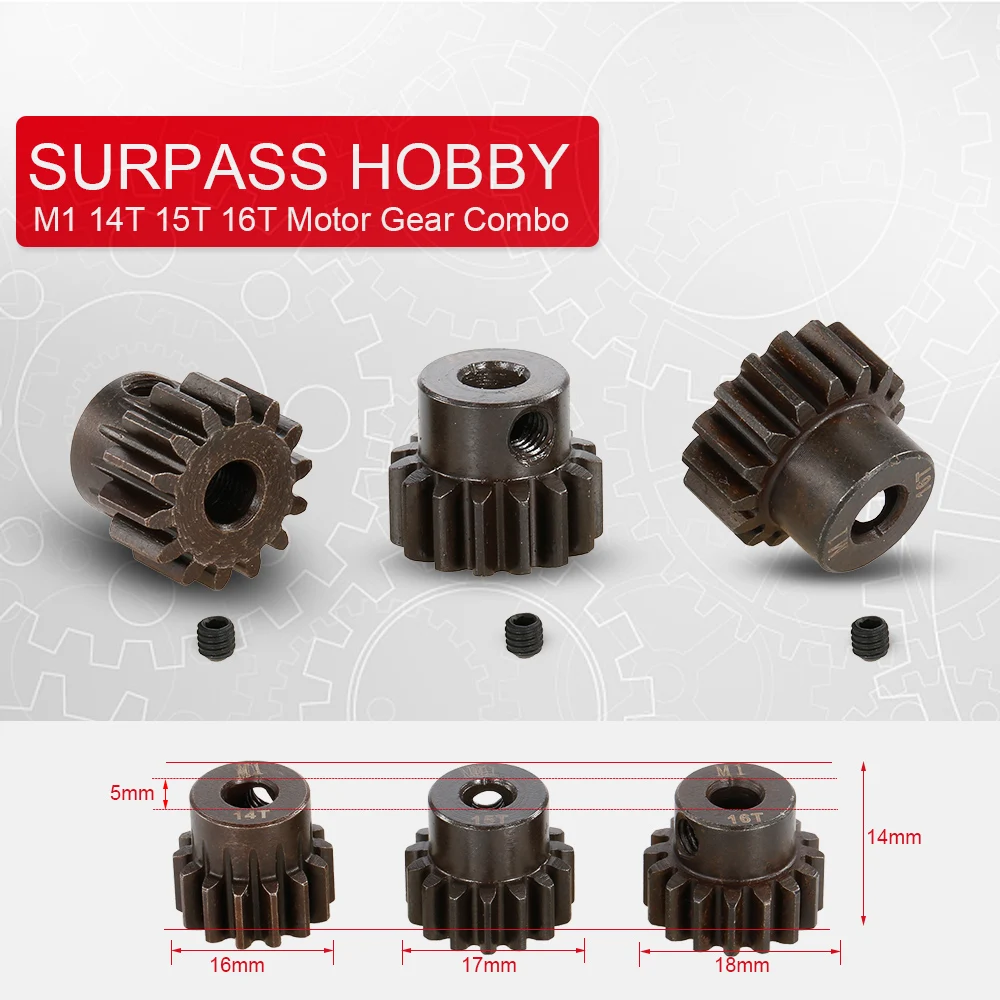 SURPASS HOBBY M1 14T 15T 16T Шестеренчатый двигатель с защитой от коррозии для 5