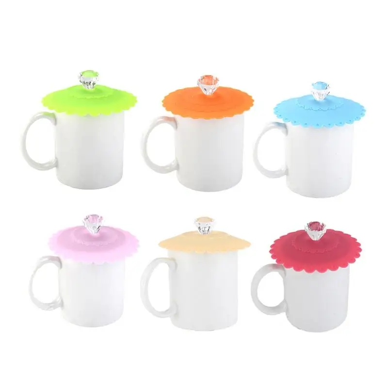 

Silicone Lid with Diamond Creative Food-grade Silicone Cup Cover Heat-resistant Safe Healthy silicone lids for cups #YW