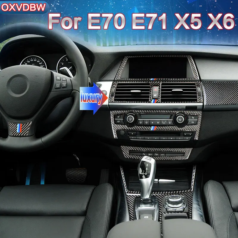 

For bmw e70 e71 x5x6accessories Carbon fiber Center Console Gear Panel Air Panel Steering Wheel Door Handle Interior decoration