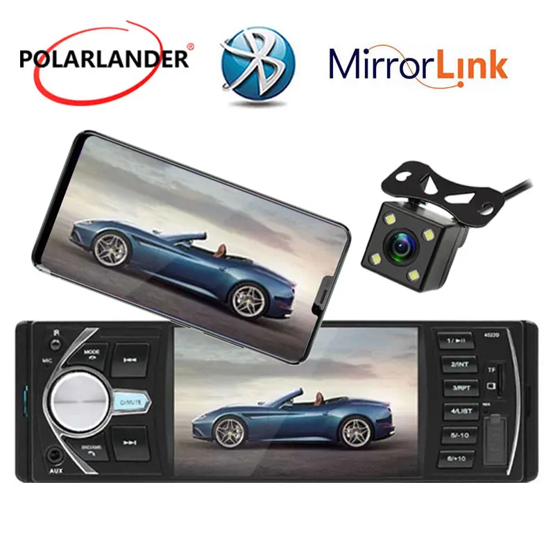 Automagnitol 4.1'' FM 12V Mirror Link For Android Phone Stereo Audio Bluetooth TF/USB/AUX In DVR/Camera Input Car Radio