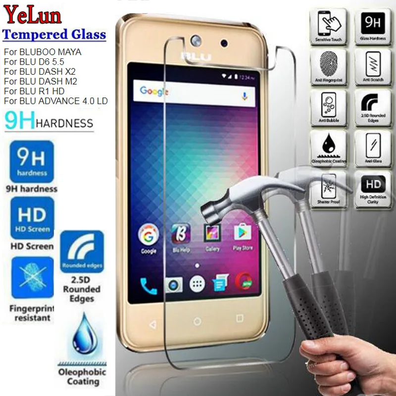 

Yelun Tempered Glass For BLU D6 5.5 DASH X2 M2 R1 HD ADVANCE 4.0 LD BLUBOO MAYA Screen Protector Protective Film