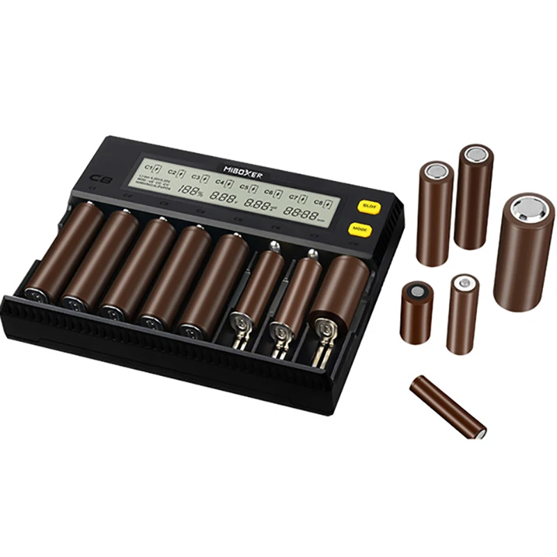 LEORY Miboxer C8 8 Slots Smart AA AAA 18650 Battery Charger Current Optional Overcharging Protection With Display