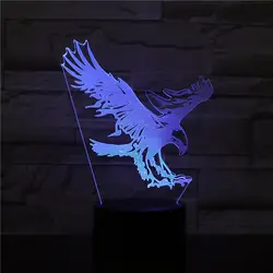 Летающий большой орел Форма свет ночи 7 красочных Hawk 3D мультяшный стол лампа для офиса отеля Спальня Touch Bar Сенсор 2355